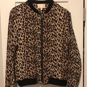 Skies Are Blue Leopard Bomber Jacket- Medium